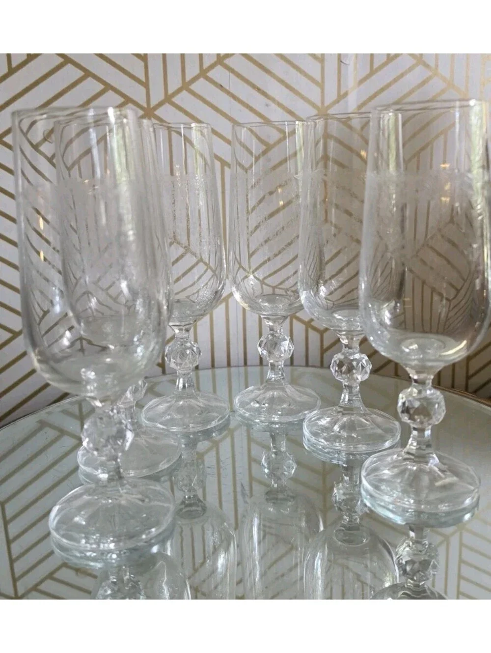 Vintage Cascade by Import Assoc Etched Hearts Champagne Wedding Flute Set Of 6